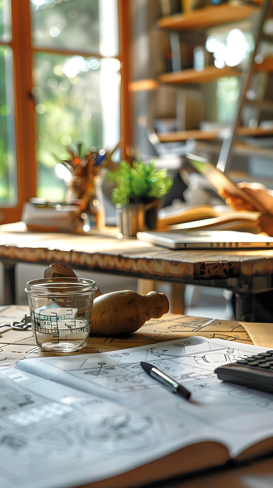 studio window with morning light over a counter